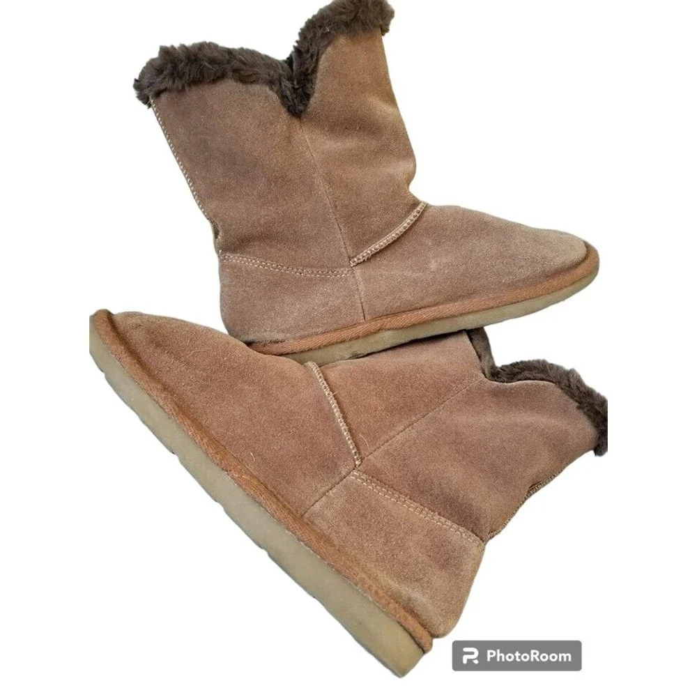 German Brown Leather Boots Size US 9 Fur Lined Rubber Sole EU 39 Comfort